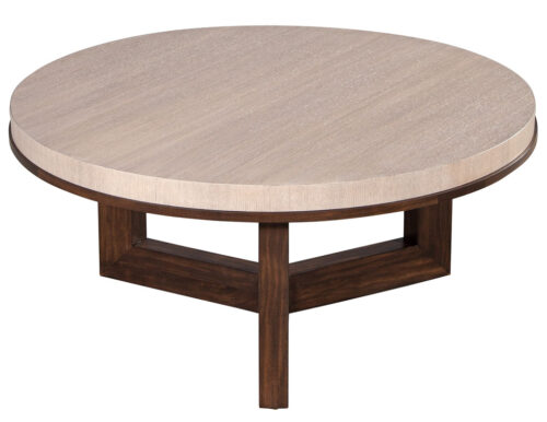 Modern Round Oak and Walnut Coffee Table