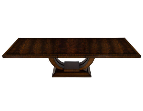 Custom Art Deco Inspired Mahogany Dining Table with Rosewood Banding