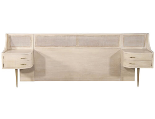Mid-Century Modern Cane Back Queen Headboard by Weiman in Bleached Washed Natural Finish