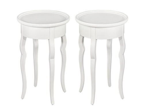 Pair of White Lacquered Mahogany Drink Tables by Baker Furniture