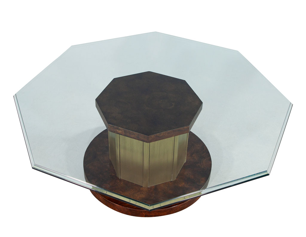 CE-3412-Octagonal-Glass-Top-Walnut-Brass-Coffee-Table-006