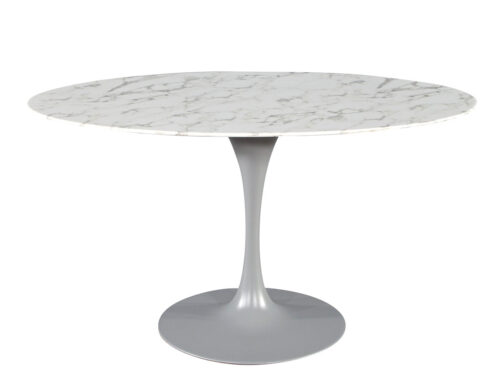 Modern Oval Marble Top Table in the Style of Eero Saarinen Pedestal Table