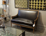 LR-3413-Louis-XVI-Style-Black-Leather-Settee-Sofa-0012