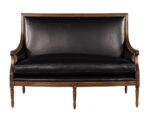LR-3413-Louis-XVI-Style-Black-Leather-Settee-Sofa-002