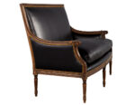 LR-3413-Louis-XVI-Style-Black-Leather-Settee-Sofa-009