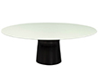 Custom Modern Round Porcelain Dining Table with Geometric Brass Base