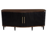 Modern walnut sideboard credenza with fluted tambour front, offering both stylish storage and a rich, textured design.