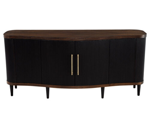 Modern Walnut Fluted Tambour Sideboard Credenza