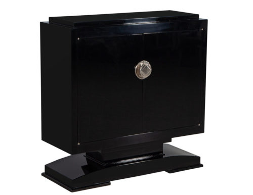 French Art Deco Commode Chest in High Gloss Black