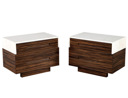 Pair of Marble Top Macassar End Tables