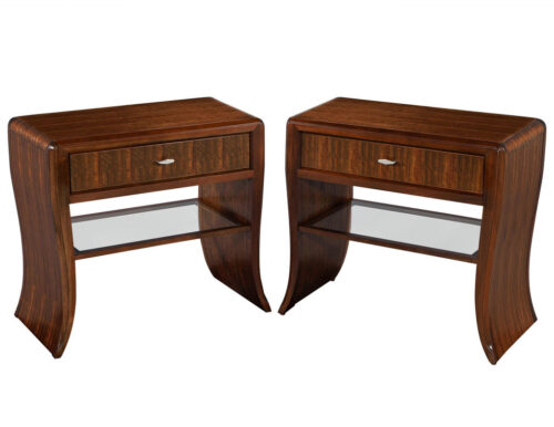 Pair of Water Fall Mozambique and Mahogany Nightstands