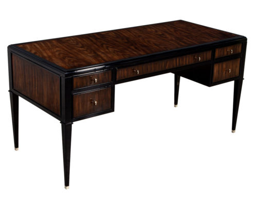 Modern Walnut and Black High Gloss Writing Desk