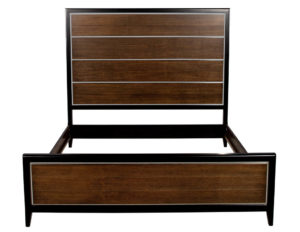 Modern Walnut & Stainless-Steel King-Size Bed