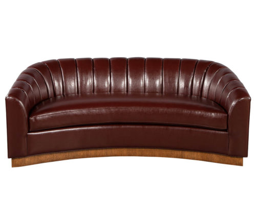 Custom Curved Channel Back Leather Sofa by Carrocel