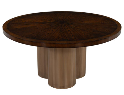 Modern Round Sunburst Dining Table in High Gloss Polished Finish