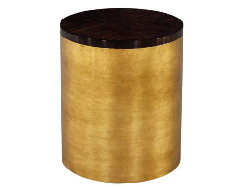 Modern Round Accent Table in Gold Leaf