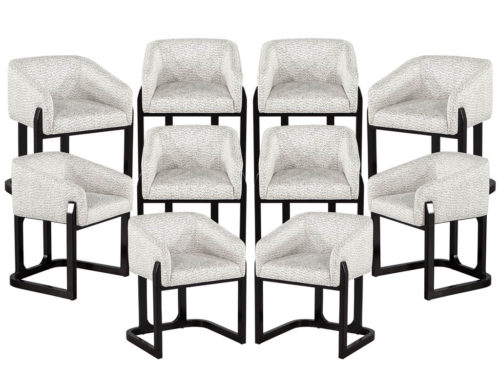 Set of 10 Custom Modern Oak Dining Chairs in Black and White