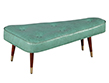 Vintage Mid-Century Modern Turquoise Triangular Shaped Ottoman Bench