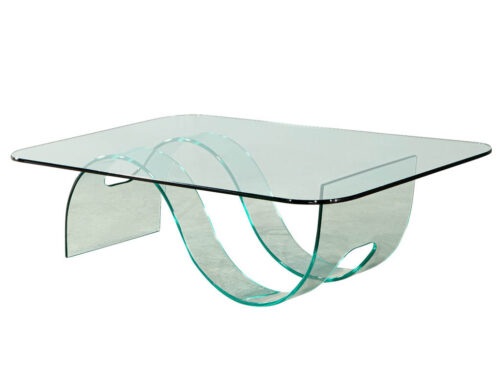Modern Sculpted Curved Glass Coffee Table