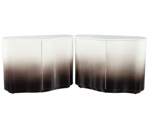 Pair of Modern Curved Chests in Ombre Finish