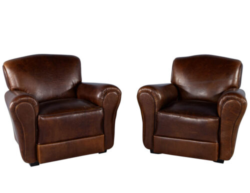 Pair of Art Deco Leather Club Chairs