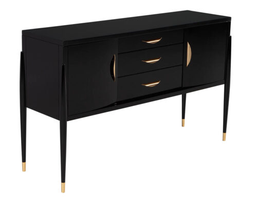 Modern High Gloss Black Lacquer Sideboard