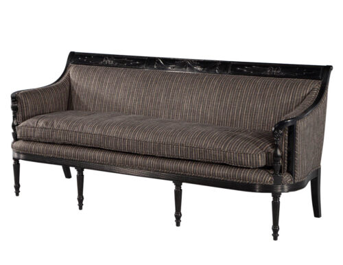 Vintage Louis XVI Style Sofa in Black Lacquer