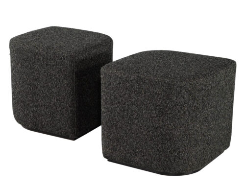 Modern Geometric Ottomans in Textured Fabric