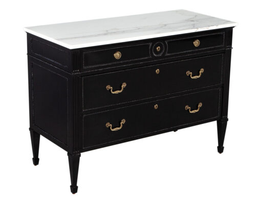 Marble Top Louis XVI Style Commode Chest