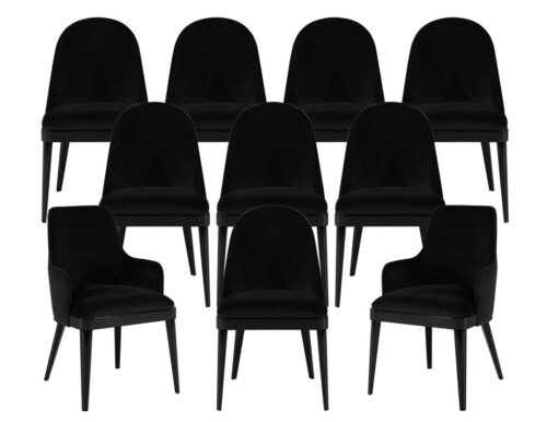 Set of 10 Custom Modern Black Velvet Dining Chairs Svelte Chair