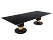 Modern Porcelain Dining Table with Brass Accents