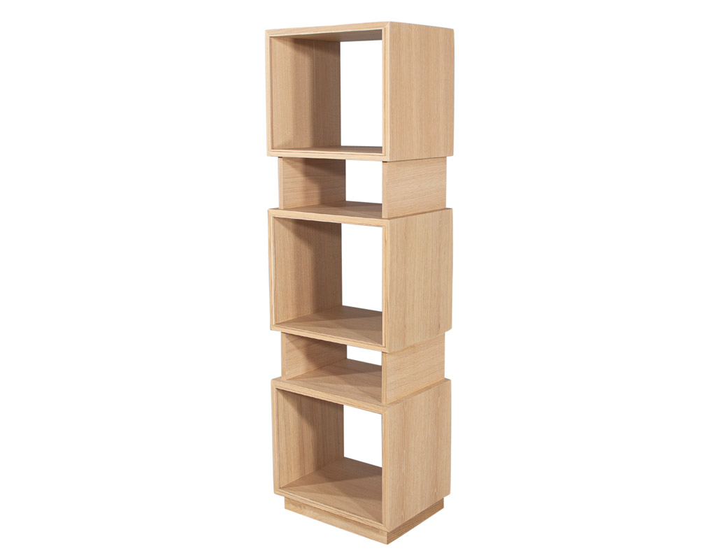 C-3115-Pair-Modern-Oak-Bookcases-Cabinets-Natural-Finish-0011