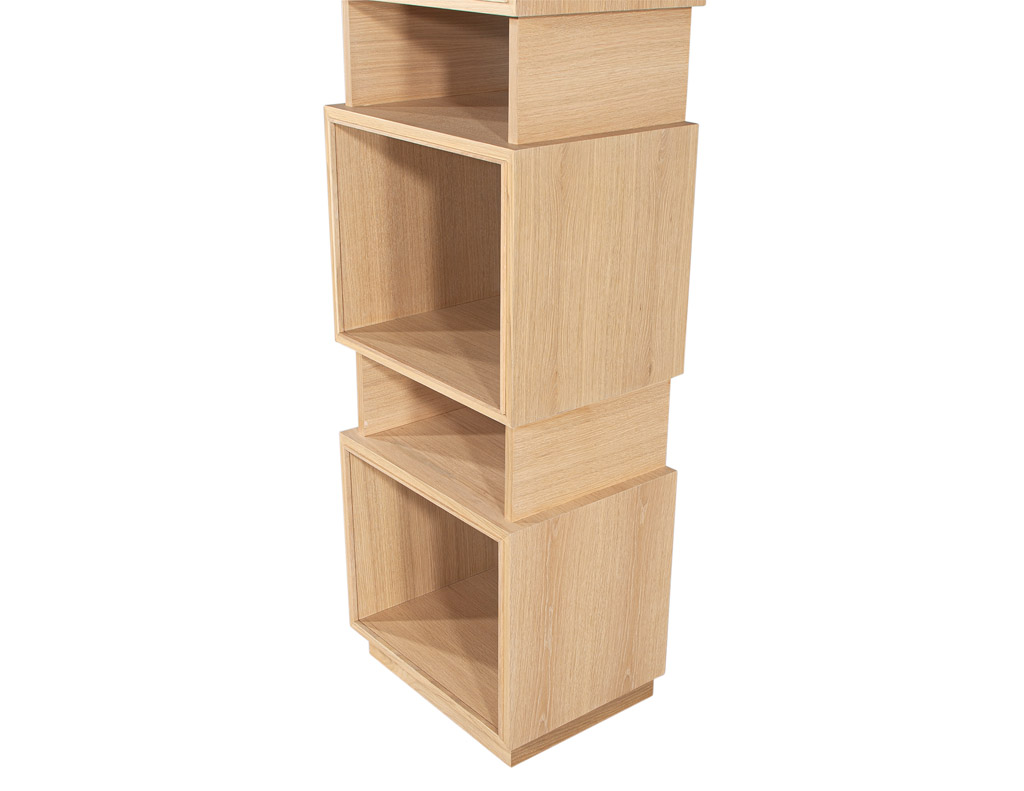 C-3115-Pair-Modern-Oak-Bookcases-Cabinets-Natural-Finish-0013
