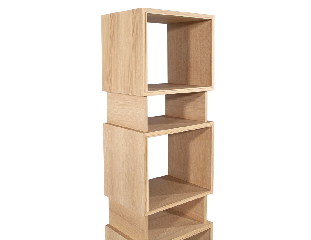 C-3115-Pair-Modern-Oak-Bookcases-Cabinets-Natural-Finish-0014