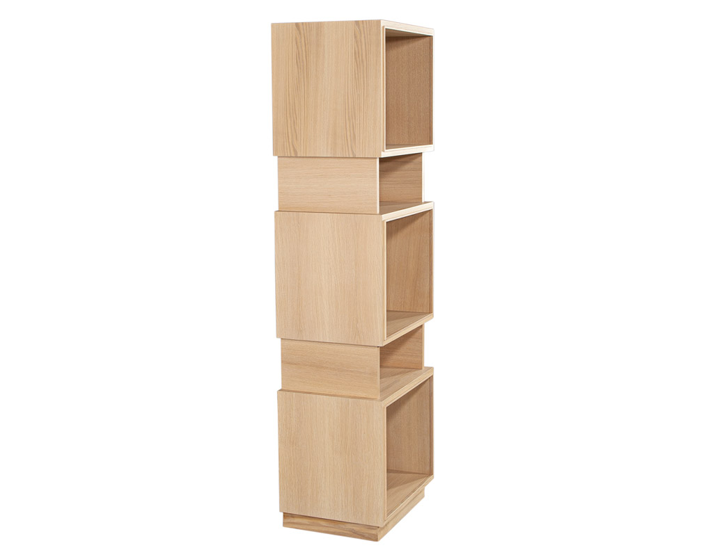 C-3115-Pair-Modern-Oak-Bookcases-Cabinets-Natural-Finish-0016