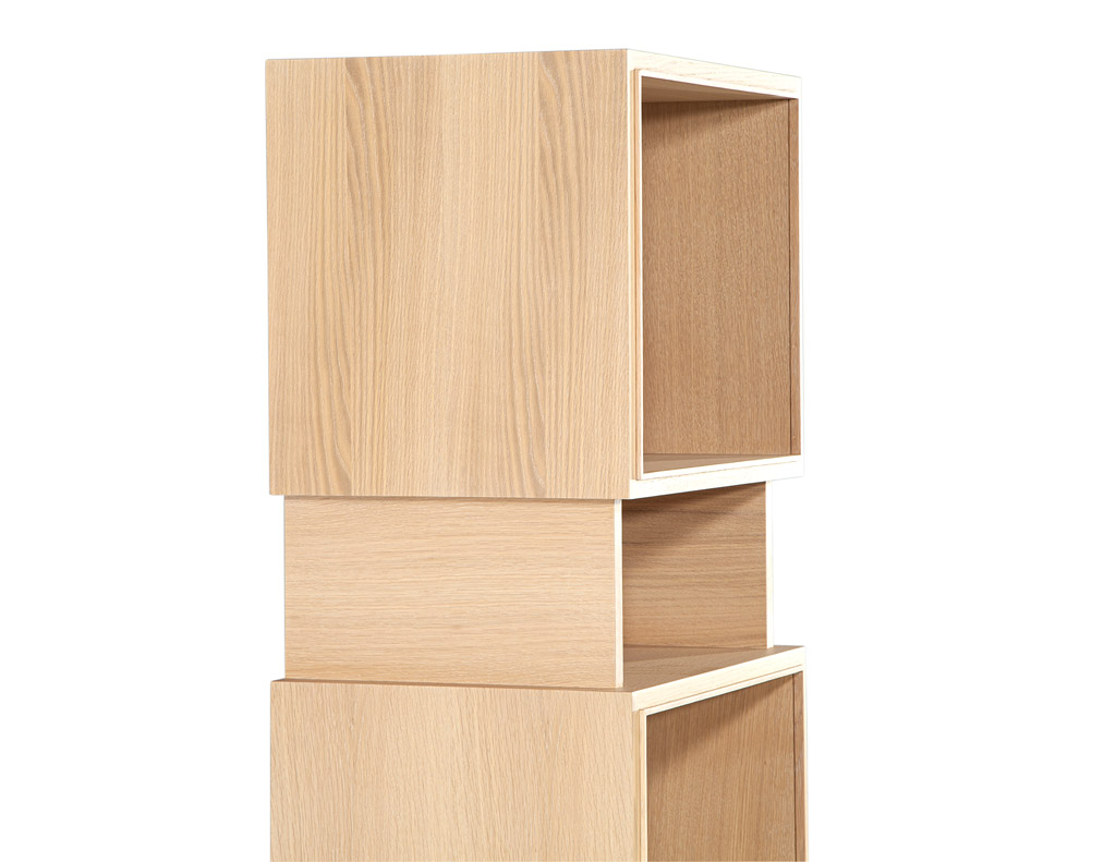 C-3115-Pair-Modern-Oak-Bookcases-Cabinets-Natural-Finish-0017