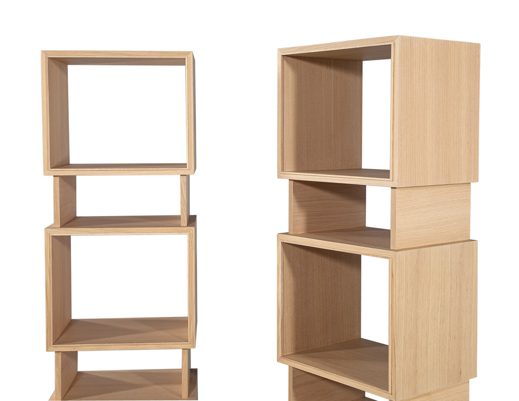 C-3115-Pair-Modern-Oak-Bookcases-Cabinets-Natural-Finish-002