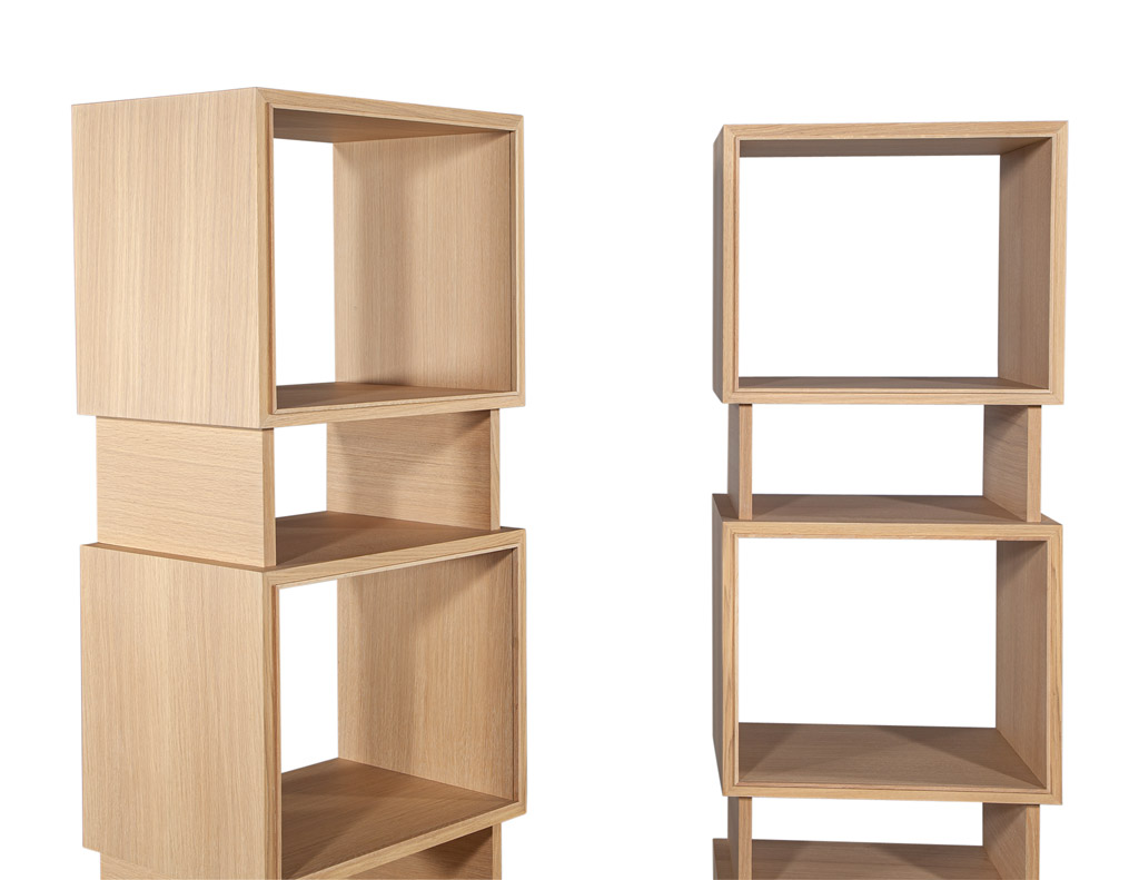 C-3115-Pair-Modern-Oak-Bookcases-Cabinets-Natural-Finish-003