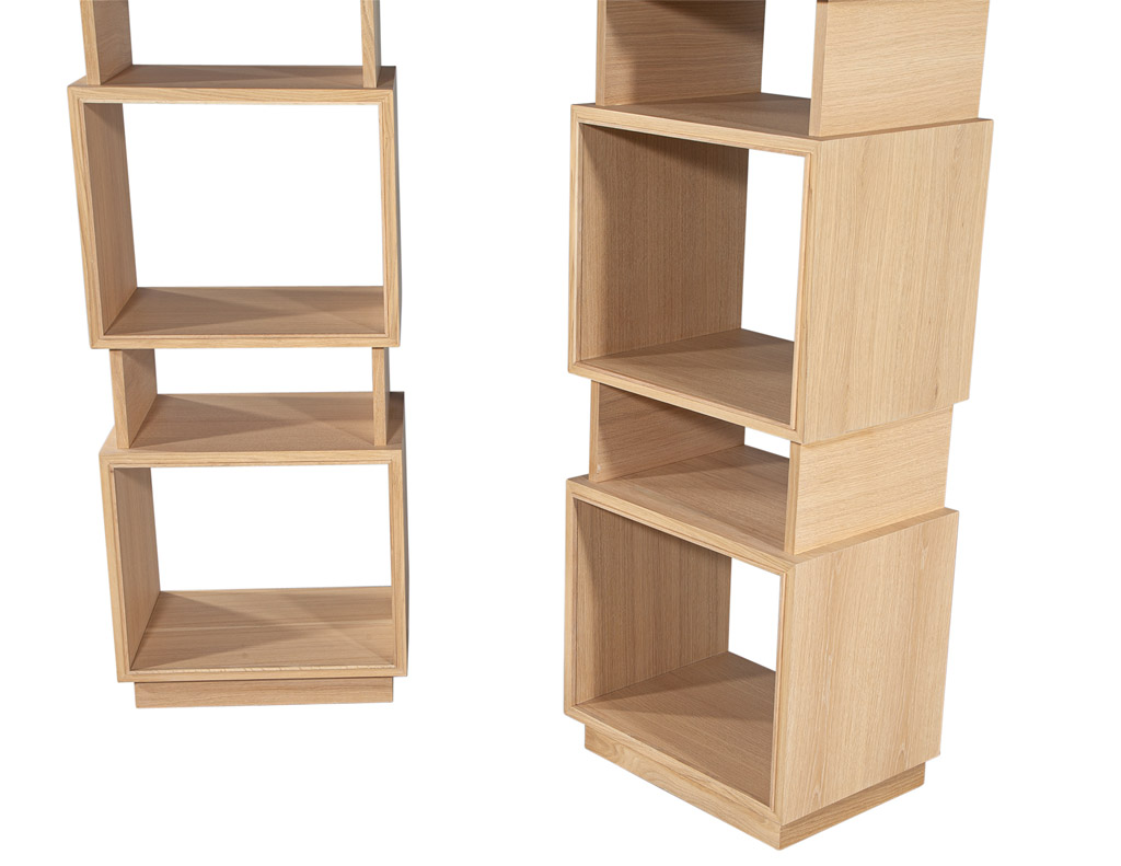 C-3115-Pair-Modern-Oak-Bookcases-Cabinets-Natural-Finish-005