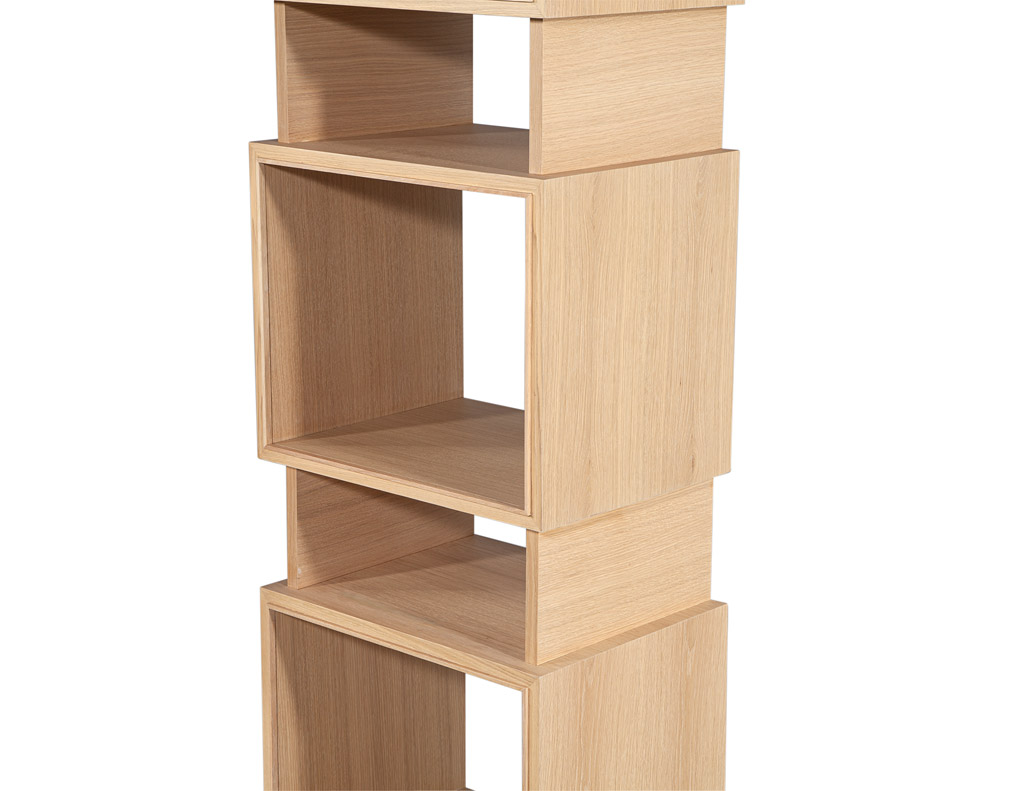 C-3115-Pair-Modern-Oak-Bookcases-Cabinets-Natural-Finish-006
