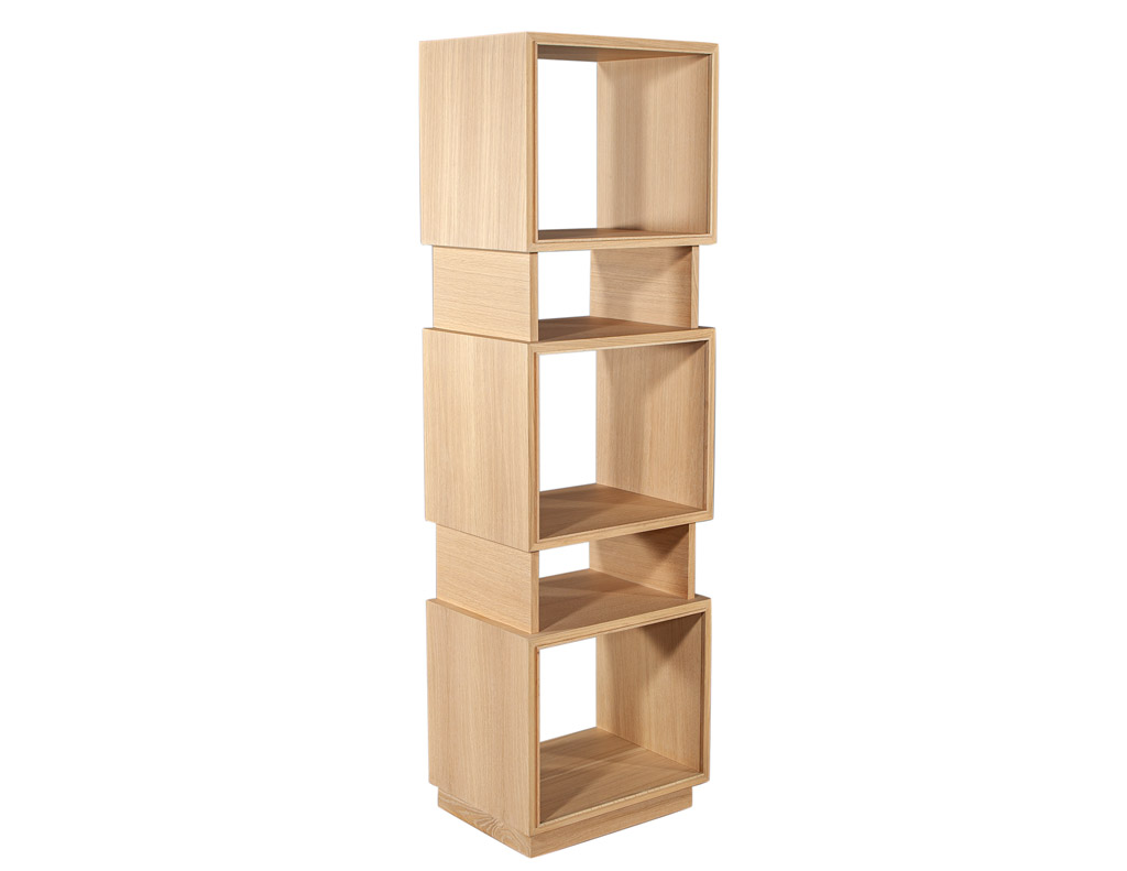 C-3115-Pair-Modern-Oak-Bookcases-Cabinets-Natural-Finish-008