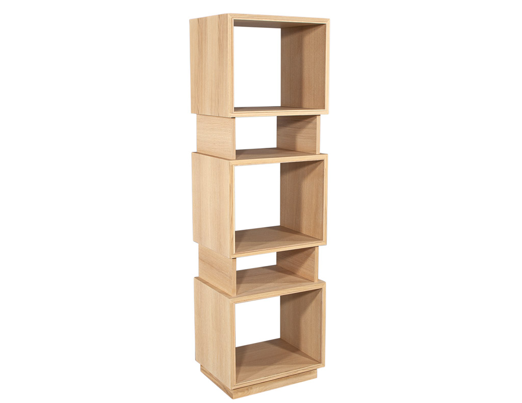 C-3115-Pair-Modern-Oak-Bookcases-Cabinets-Natural-Finish-009