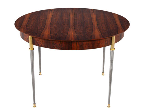 Original Rosewood Dining Table with Stainless Steel and Bronze Legs by Jules Leleu