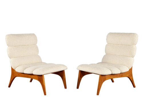 Pair of Mid-Century Modern Danish Lounge Chairs in Boucle Fabric