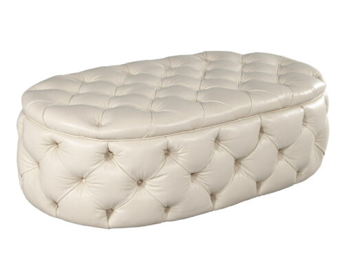 Modern Oval Tufted Leather Ottoman Table