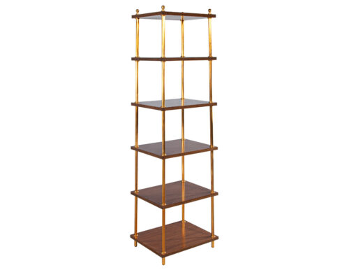Etagere Bookcase Shelving Unit in Walnut and Metal