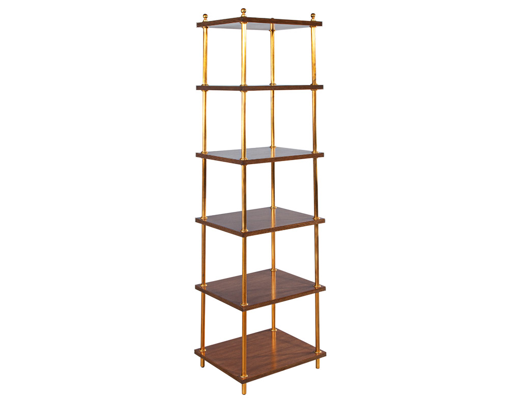 Etagere Bookcase Shelving Unit in Walnut and Metal Carrocel Fine Furniture