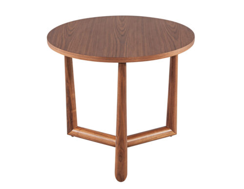Round Walnut Accent Side Table