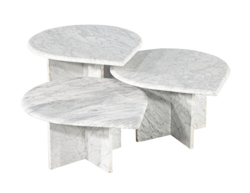 Set of 3 Vintage Travertine Tear Drop Cocktail Tables