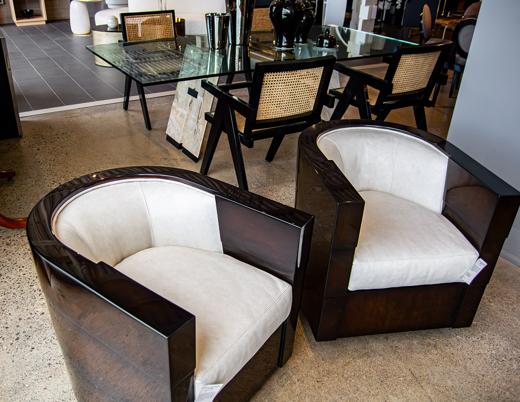 Pair of Art Deco Leather Lounge Chairs Circa 1940 s Carrocel Fine Furniture